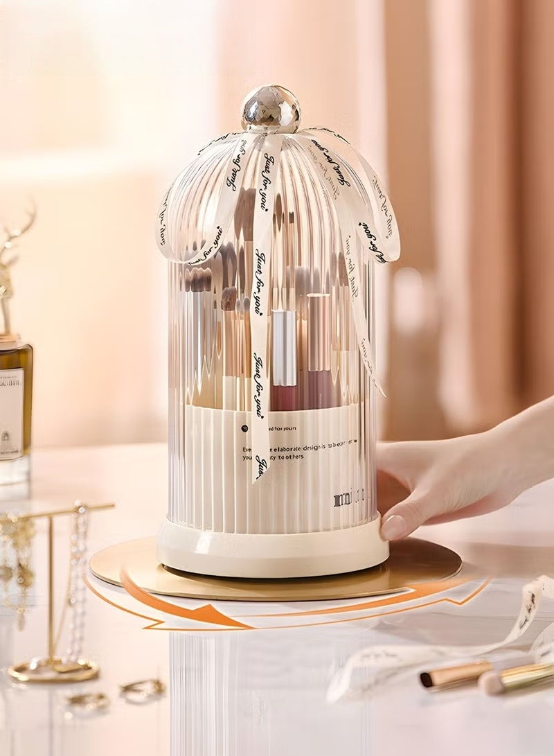 EETU 360 Rotating Desk Organizer,Rotatable Spinning Brush Holder,Dustproof Brush Organizer Dresser Desktop Holder For Daily Items - Image 1